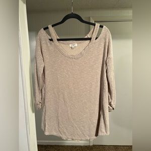Off the shoulder cream sweater